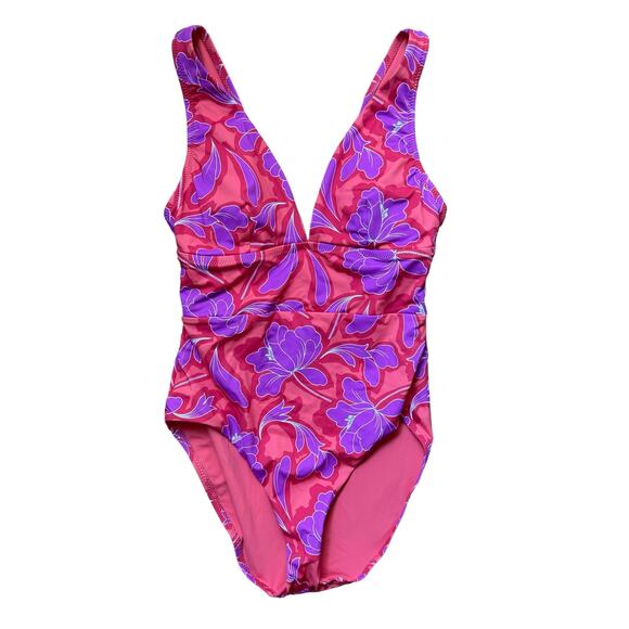 Tommy Bahama Palm Modern Blissful One Piece Swimsuit Pink Womens Size 4 - Picture 2 of 5